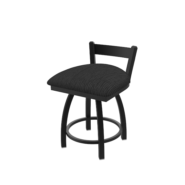 18" Low Back Swivel Vanity Stool, Black Wrinkle, Graph Coal Seat